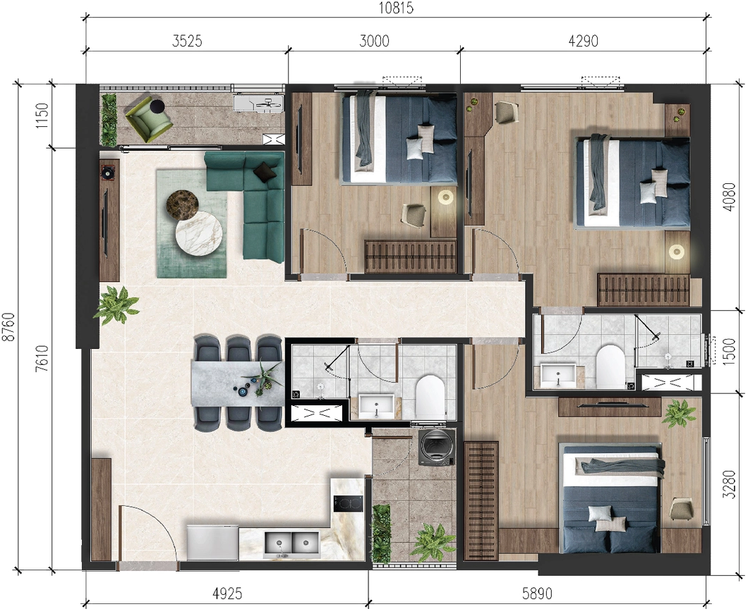 Căn hộ 3PN dự án căn hộ cao cấp A&T Sky Garden