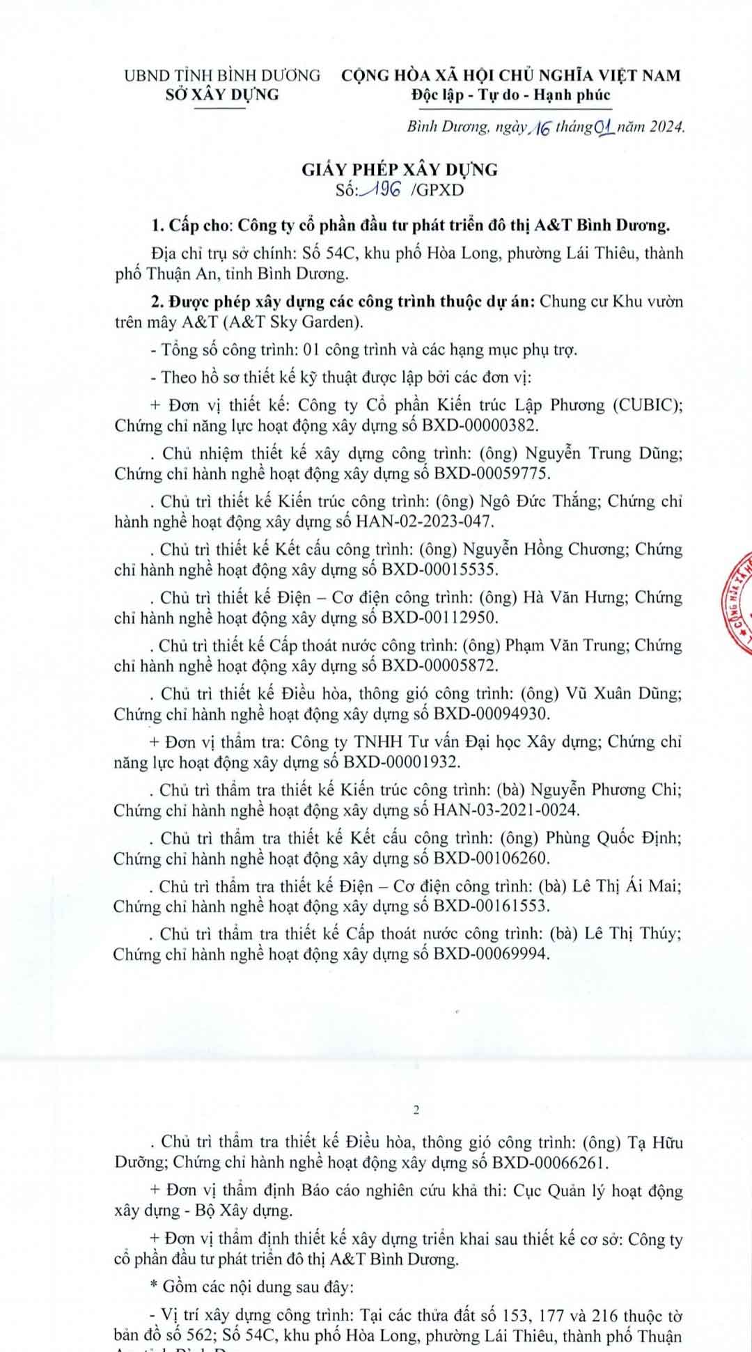 Giấy phép xây dựng AT Sky Garden